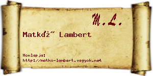 Matkó Lambert névjegykártya